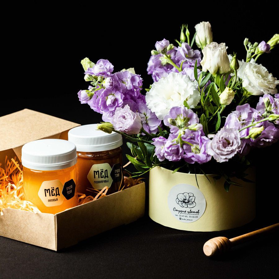Подарочный набор 2 баночки по 0.25 кг Мед липовый/разнотравье/цветочная композиция